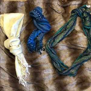 Three scarfs.